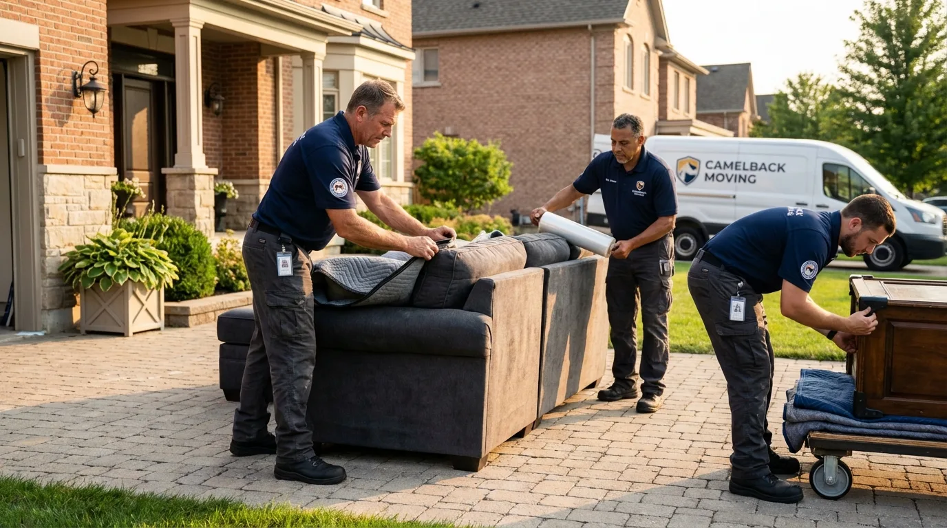Large estate moving crew wrapping furniture in Bethel, NC