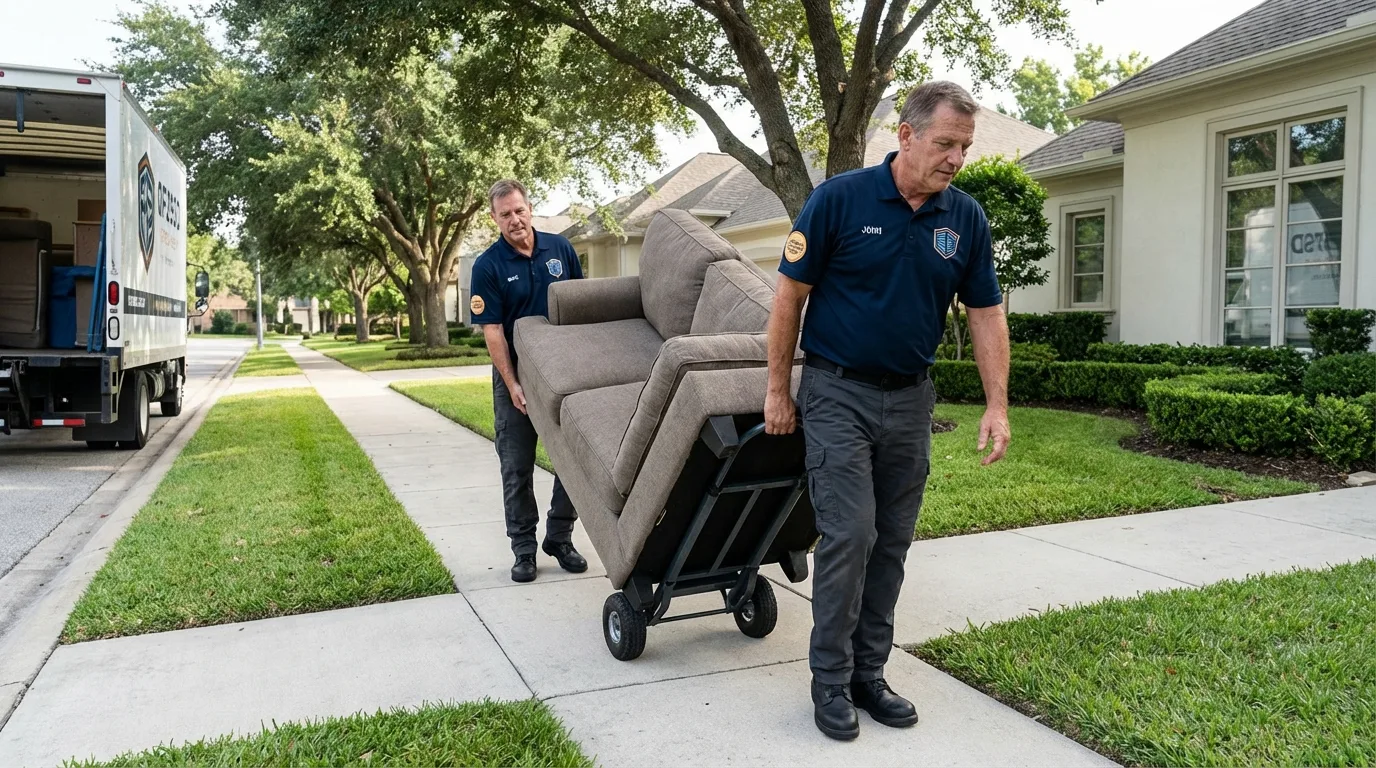 Local residential moving crew loading furniture in Bethel, NC